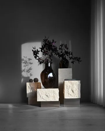 Temple side table low 42x40 cm - Chrome-limestone - 101 Copenhagen