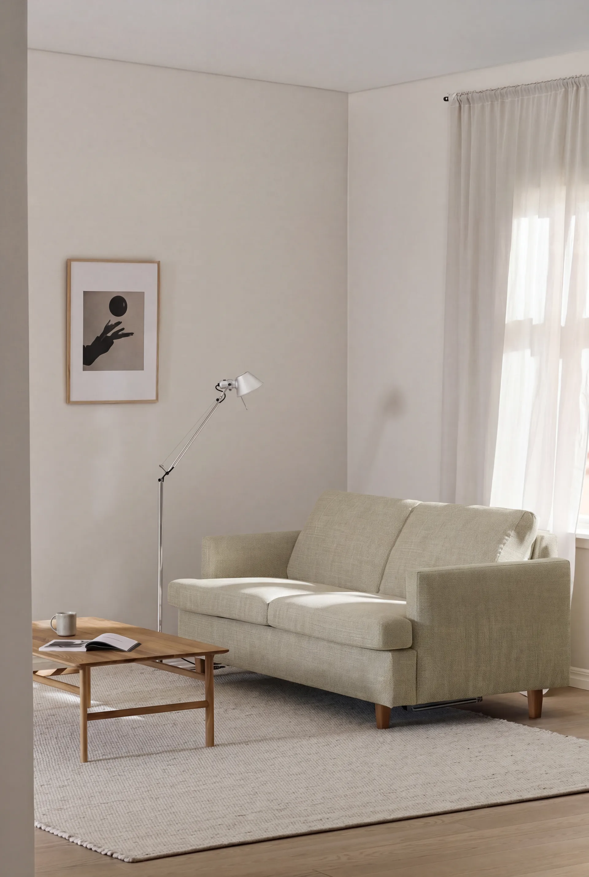 Binga 2,5-seater sofa bed, Luiza Beige 3981-oak-stained ash 1898