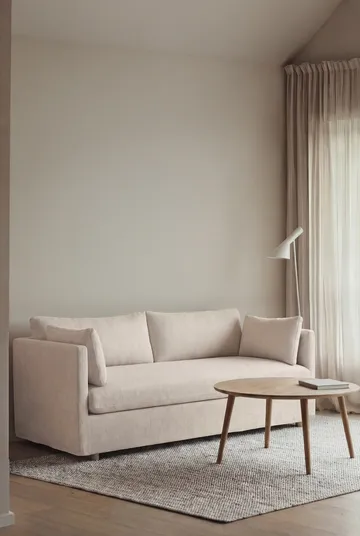 Linnevik sofa - Caleido Beige 9600-white-oiled oak, 2-seater, with skirt - 1898