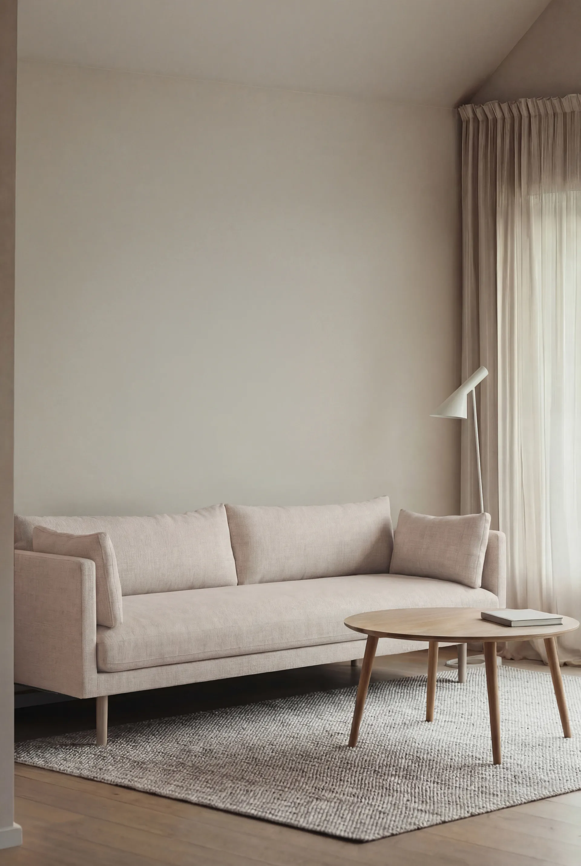 Linnevik sofa, Caleido Beige 9600-white-oiled oak, 4-seater, without skirt 1898