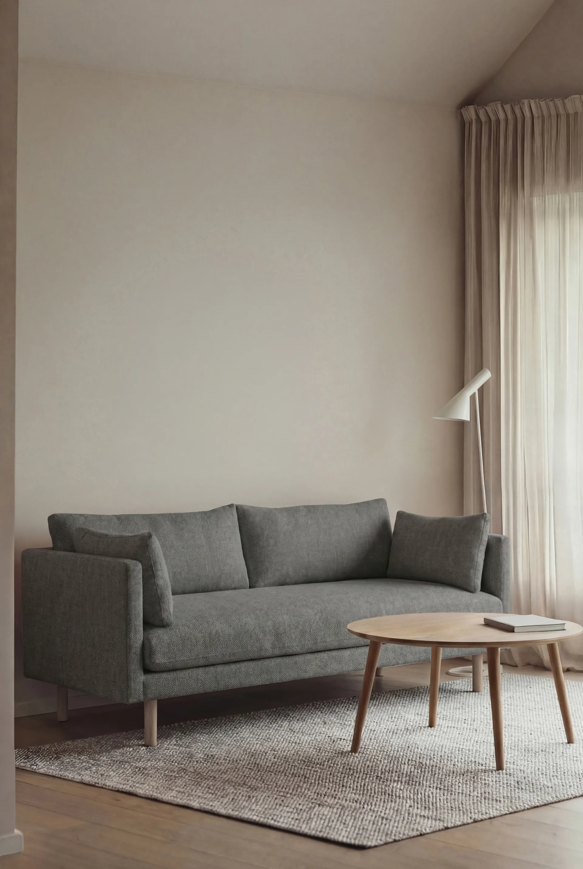 Linnevik sofa, Caleido Grey 1240-white-oiled oak, 2-seater, without skirt 1898