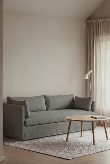 Linnevik sofa - Caleido Grey 1240-white-oiled oak, 3-seater, with skirt - 1898