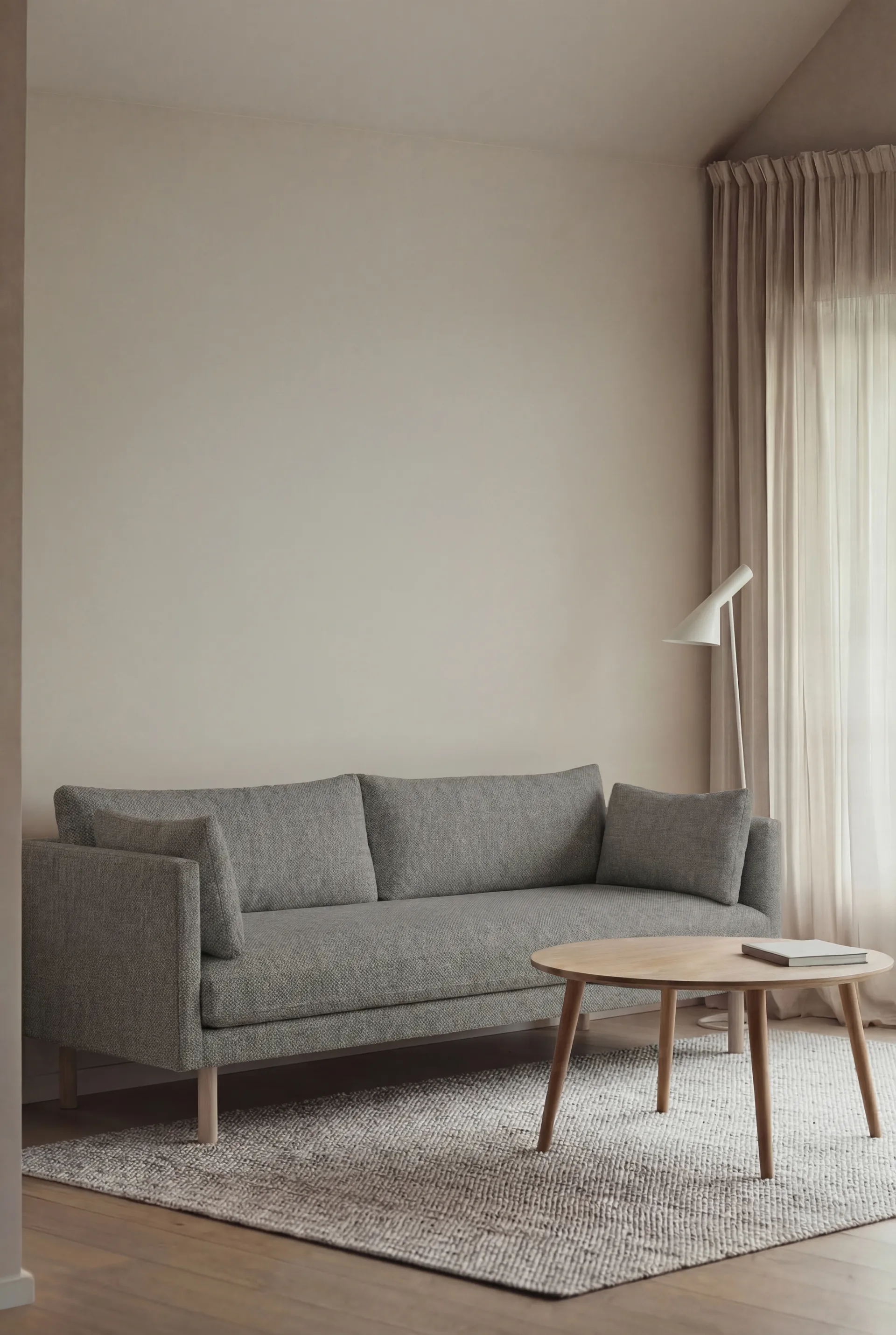 Linnevik sofa, Caleido Grey 1240-white-oiled oak, 3-seater, without skirt 1898