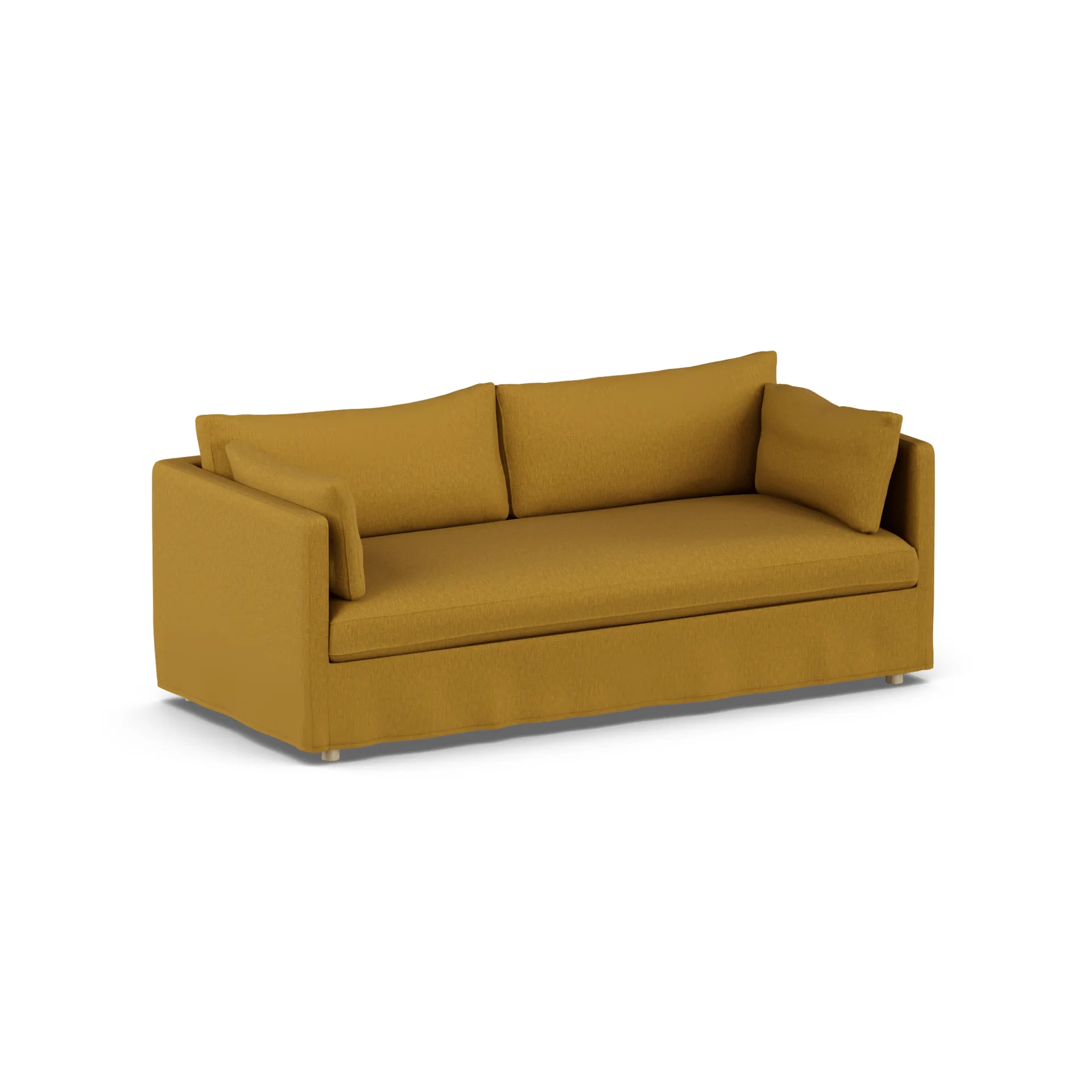 Linnevik sofa, Luiza Mustard 3972-white-oiled oak, 3-seater, with skirt 1898