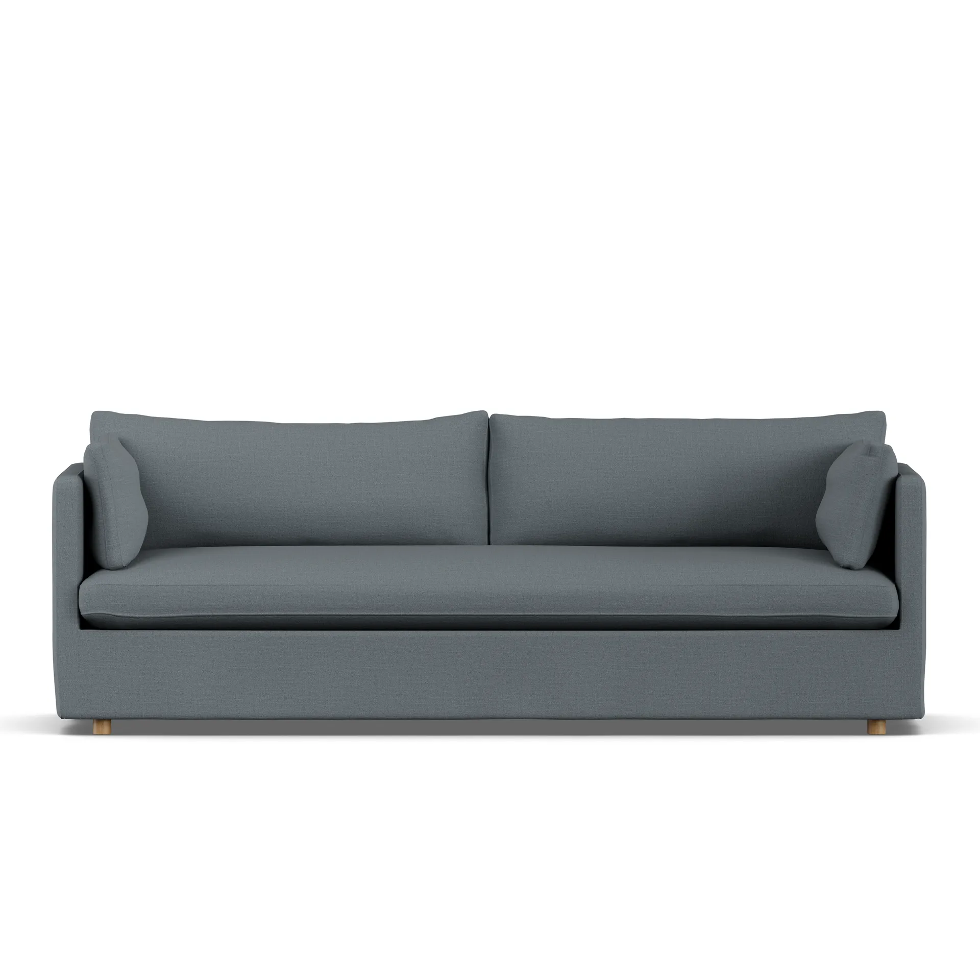 Linnevik sofa, Same Blue 6678-white-oiled oak, 4-seater, with skirt 1898