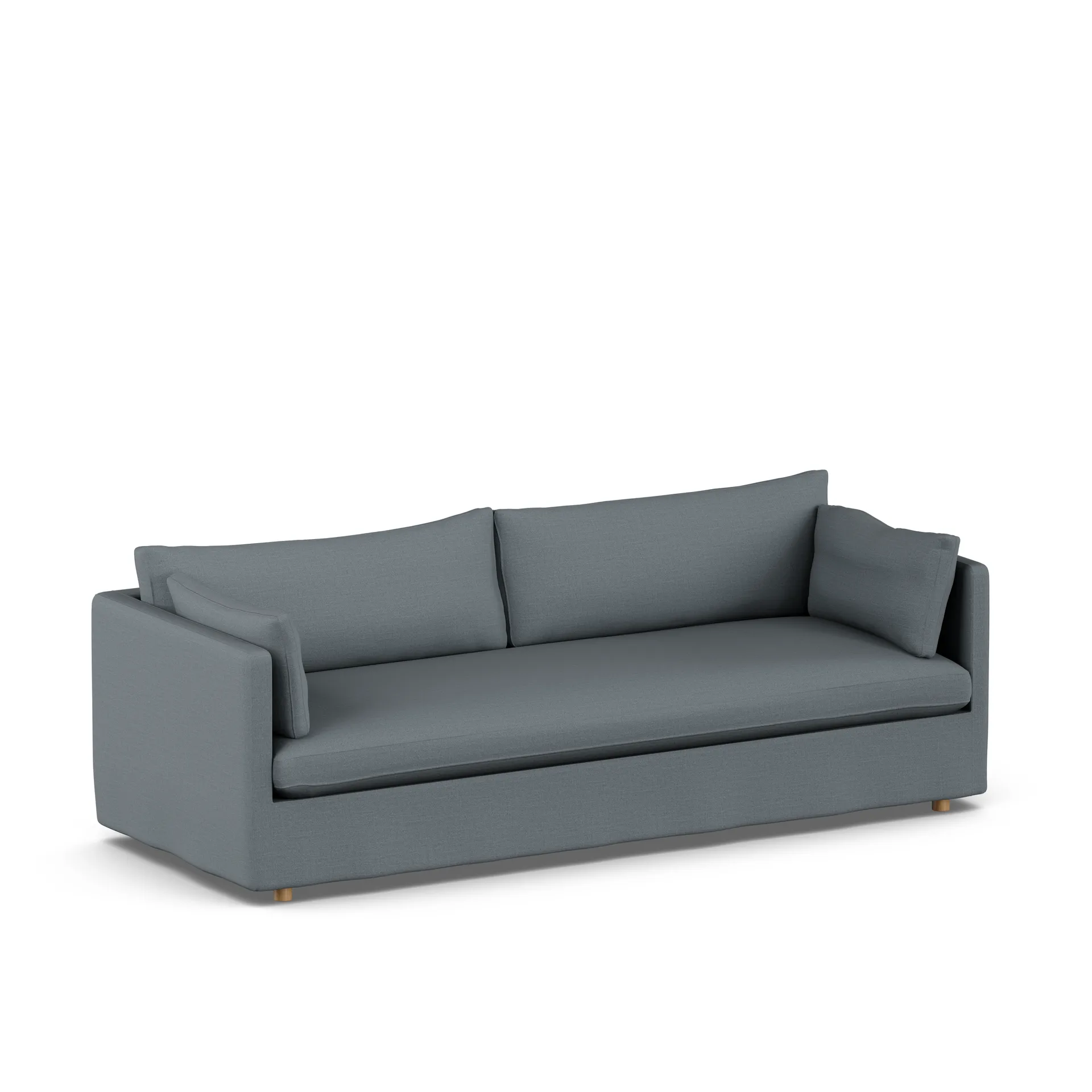 Linnevik sofa, Same Blue 6678-white-oiled oak, 4-seater, with skirt 1898