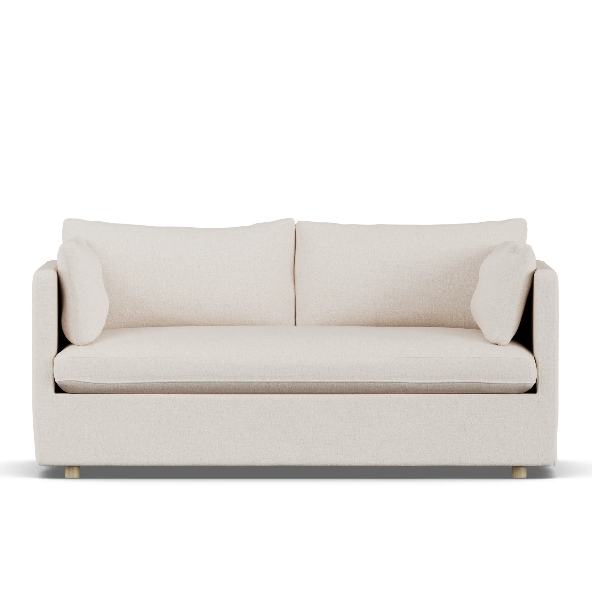 Linnevik sofa, Same Off White 6671-white-oiled oak, 2-seater, with skirt 1898