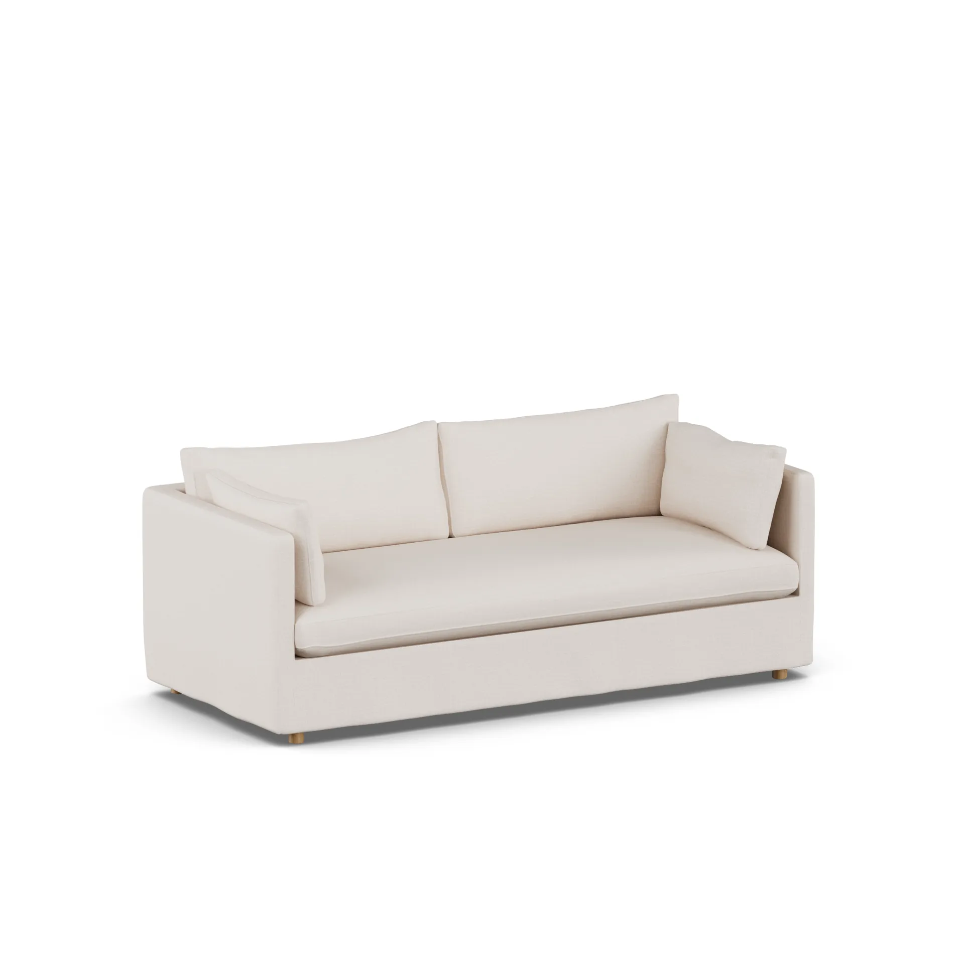 Linnevik sofa, Same Off White 6671-white-oiled oak, 3-seater, with skirt 1898