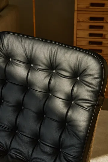 Loholm armchair with swivel function - Black leather-Bern Beige 0341 - 1898