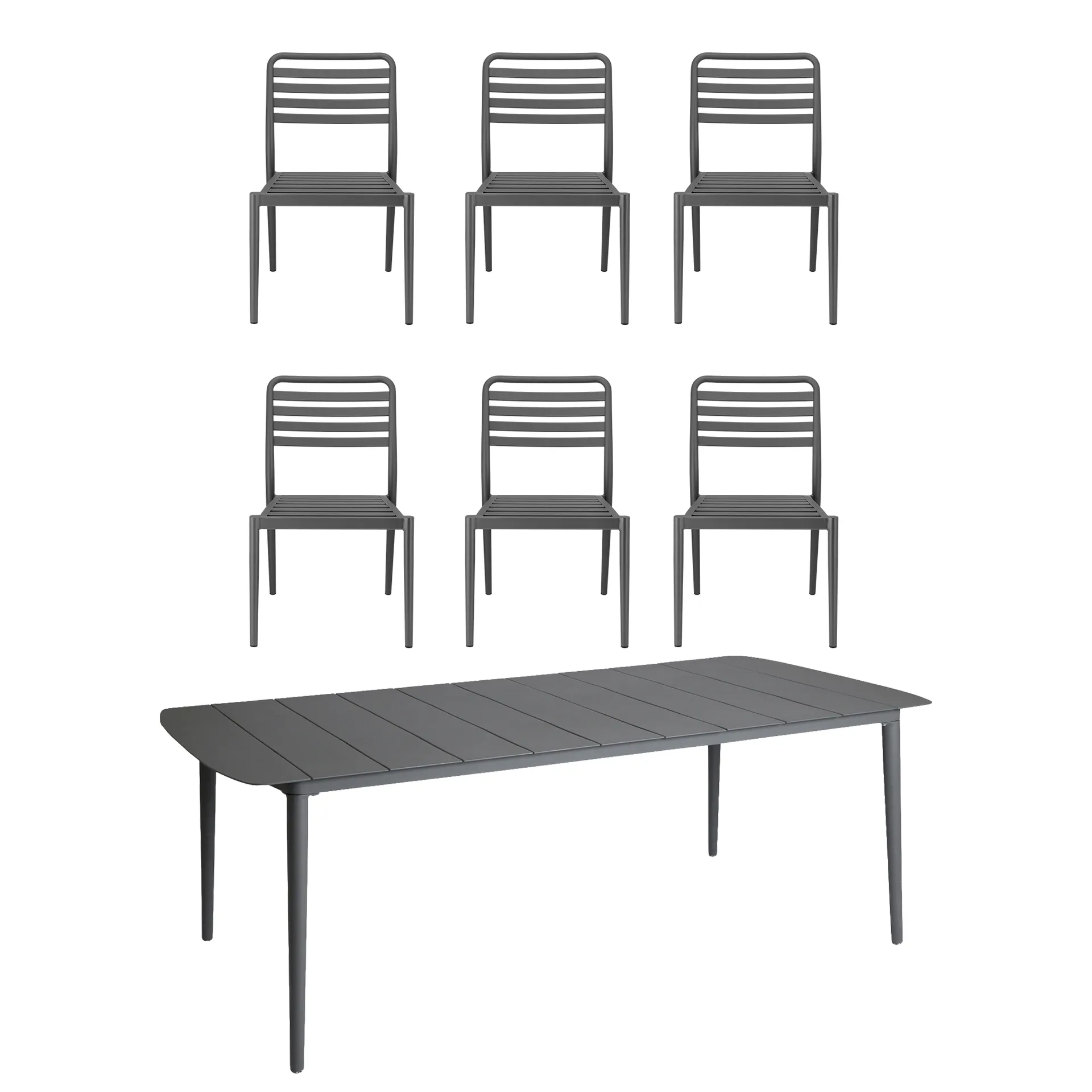 Marsala dining table 208x100 cm + Messina chairs 6 pcs, Anthracite 1898