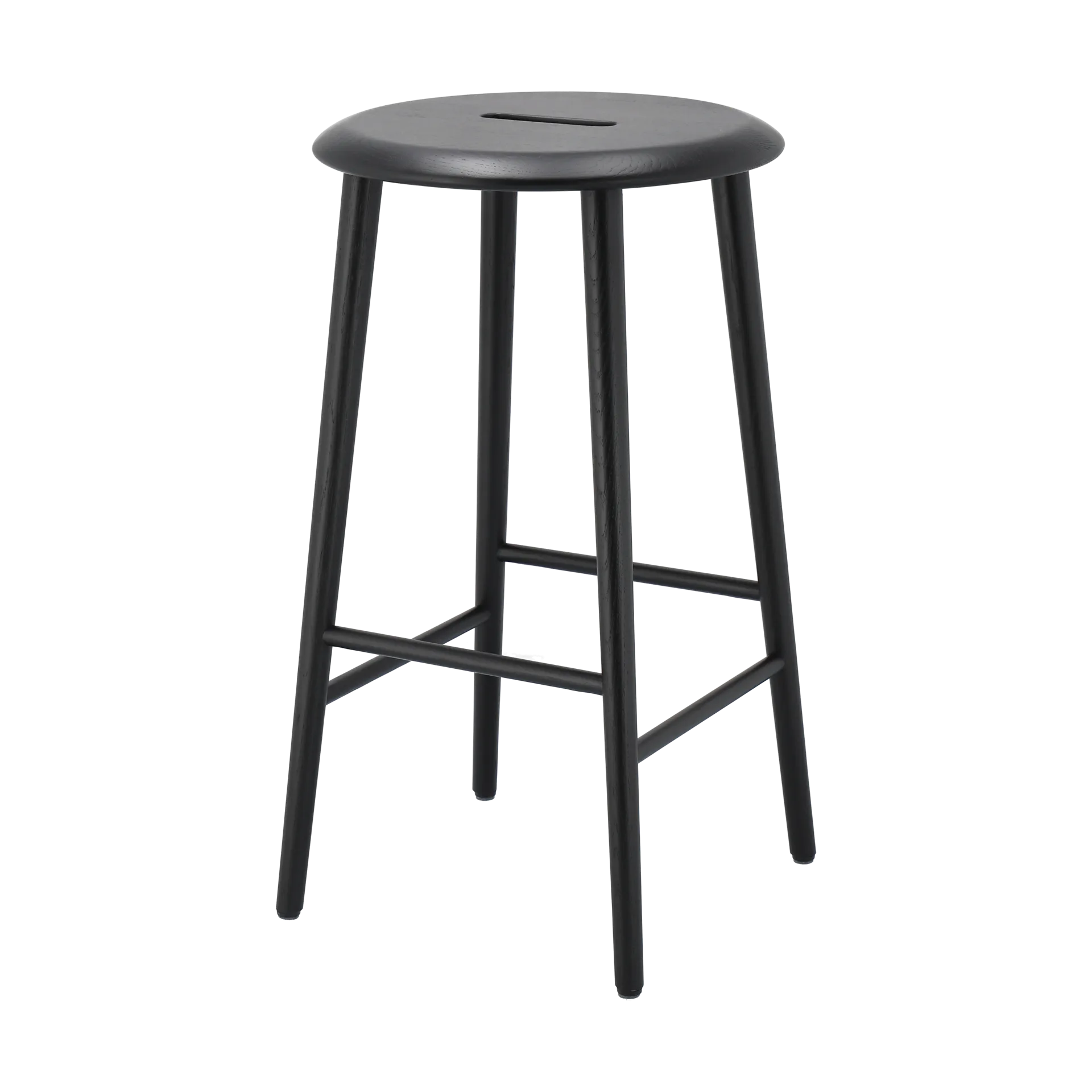 Norrabo round bar stool 65 cm, Black lacquered oak 1898