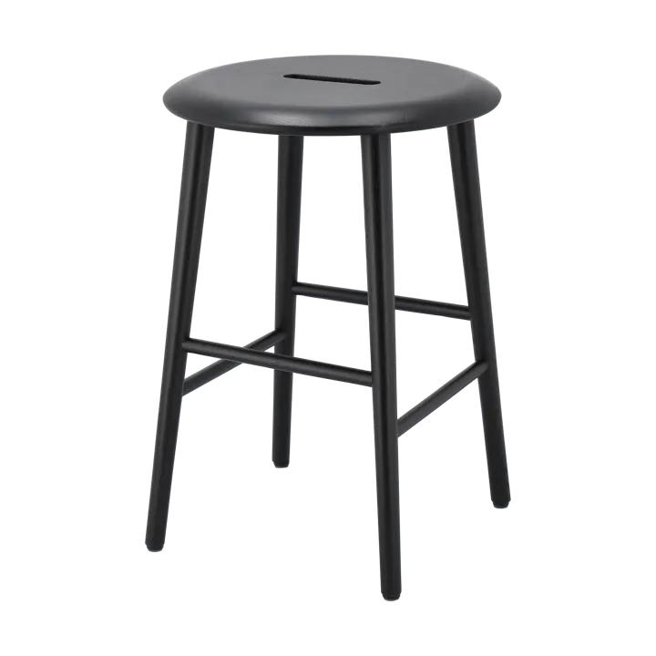 Norrabo round stool 53 cm - Black lacquered oak, Ø38x53 cm - 1898
