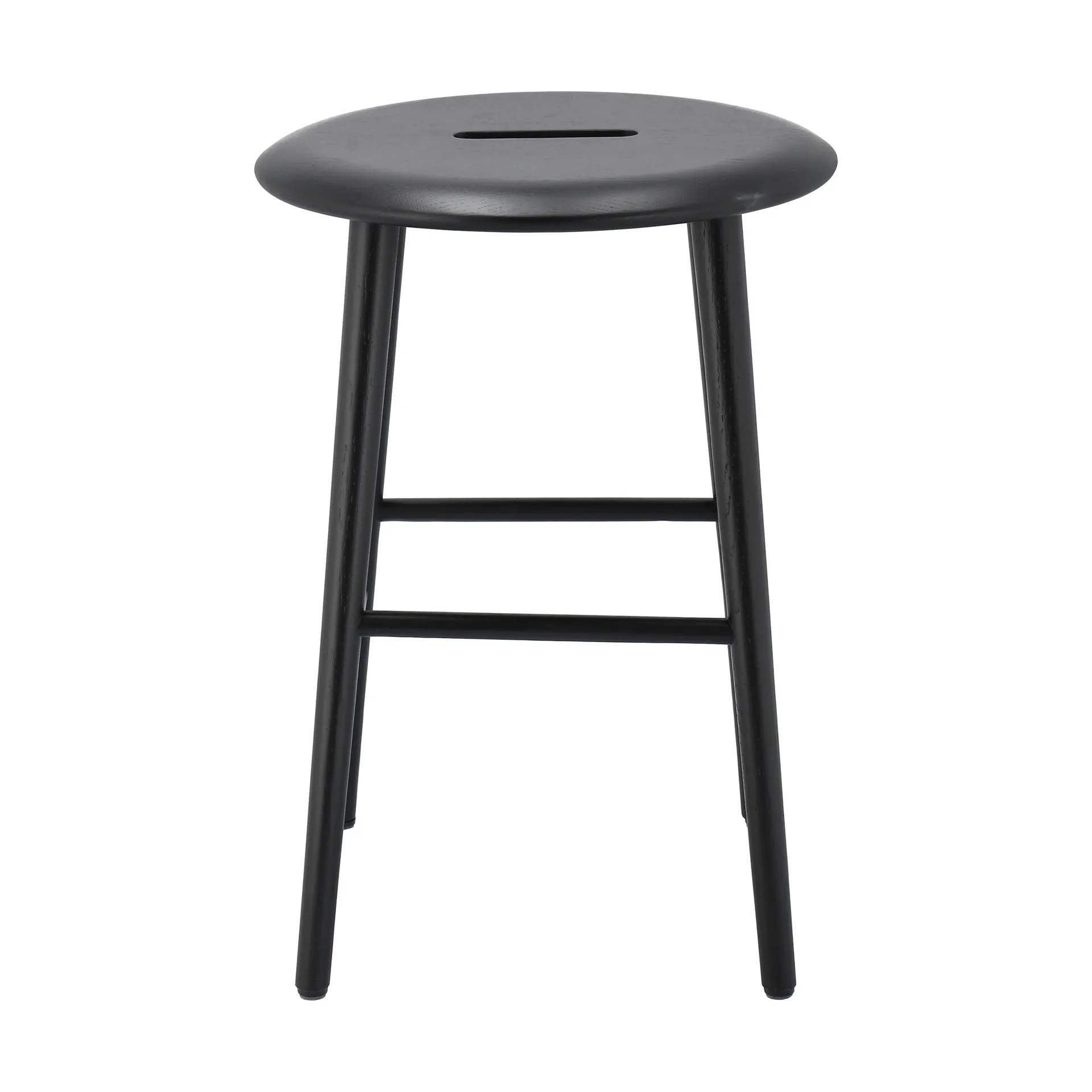 Norrabo round stool 53 cm, Black lacquered oak, Ø38x53 cm 1898