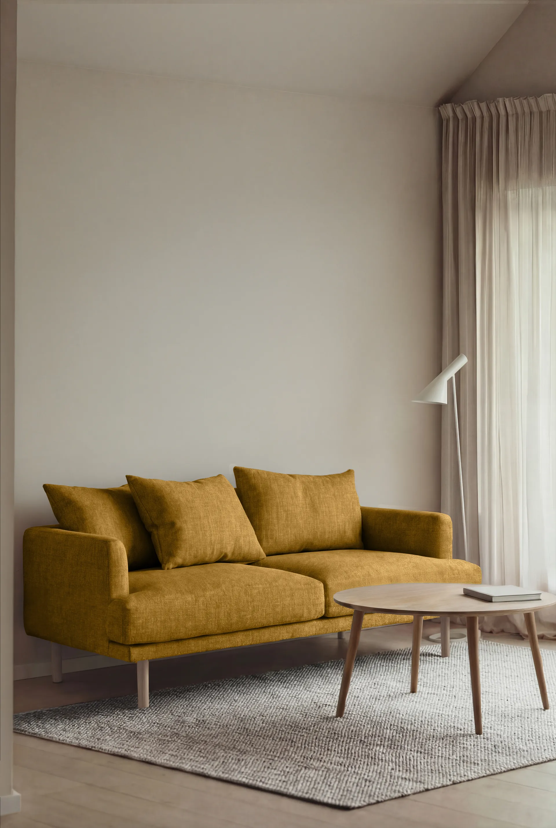 Sjövik sofa, Luiza Mustard 3972-white-oiled oak, 2,5-seater 1898