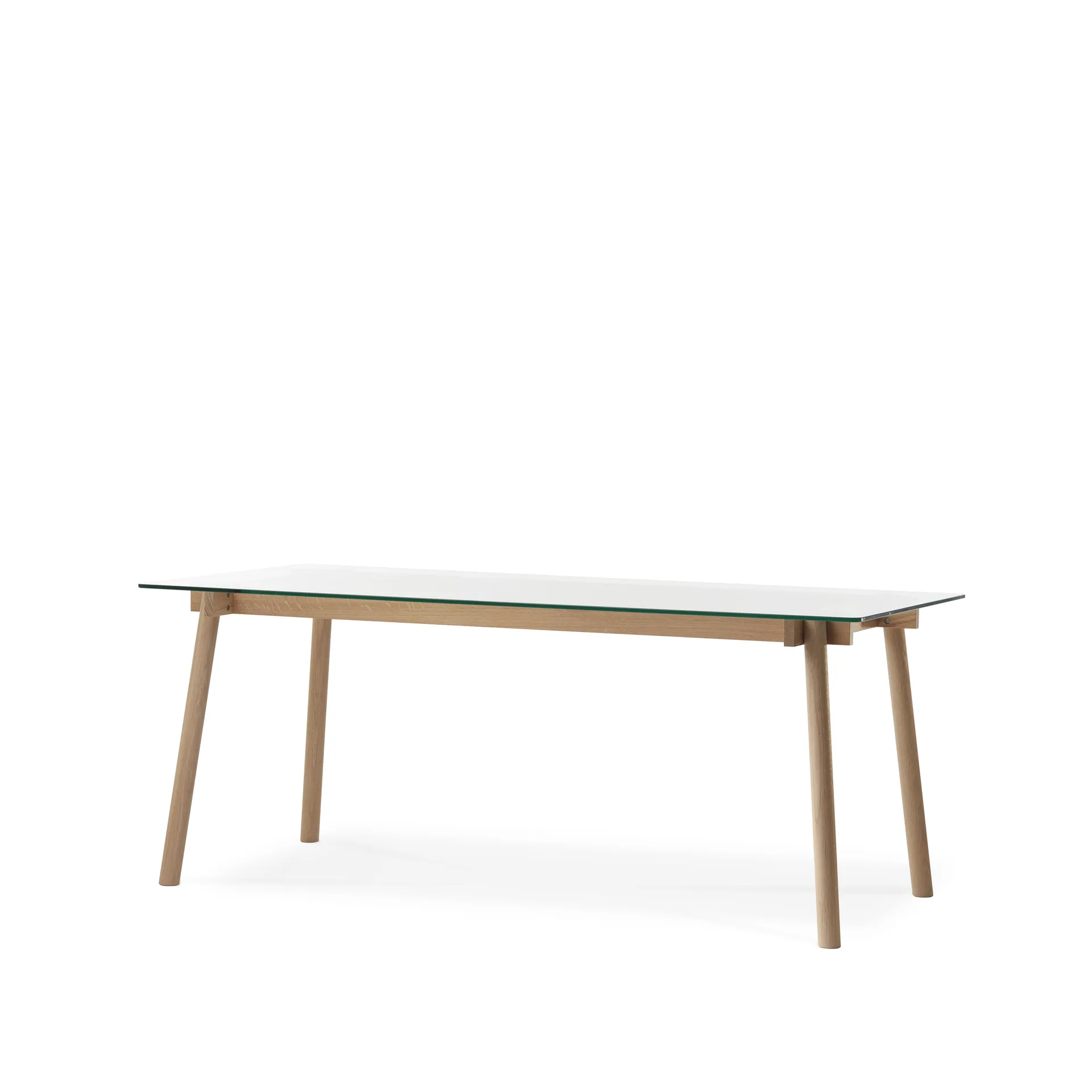 Corners dining table, Oak white oil.glass A2