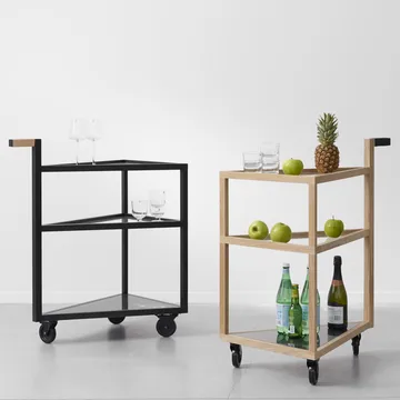 Move serving trolley - White oiled oak, big, marble marquina, glass - A2