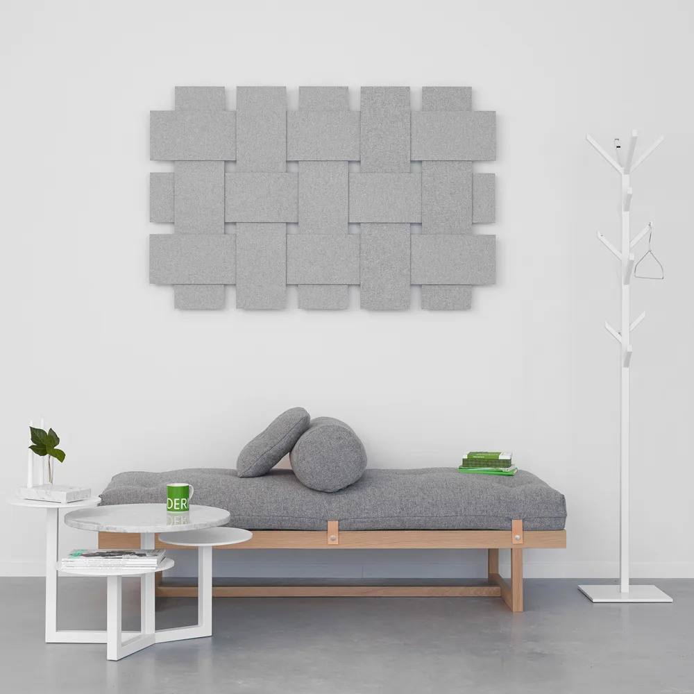 Stay day bed, Fabric grey. body in whiteoiled oak A2