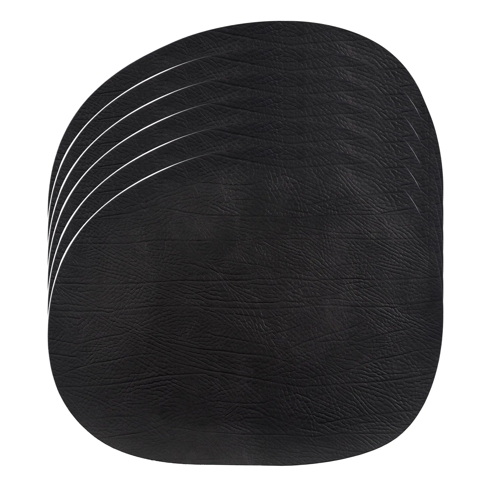 Raw leather placemats 6-pack, Black, 41x33,5 cm Aida