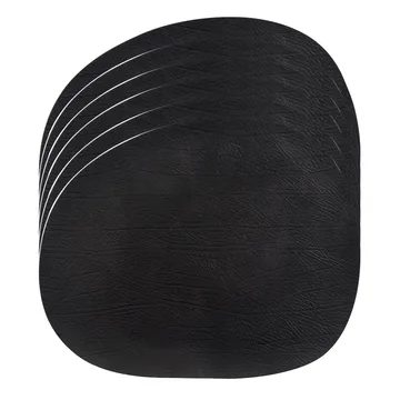 Raw leather placemats 6-pack - Black, 41x33,5 cm - Aida