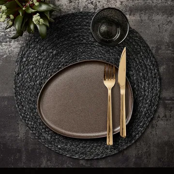 Raw Organic lunch plate 24x21 cm - Metallic Brown - Aida