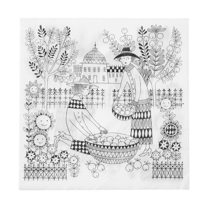 Emilia paper napkins 33x33 cm 20-pack - Black-white - Arabia