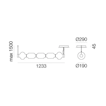 Alambicco horizontal pendant - 5 glass domes - Artemide