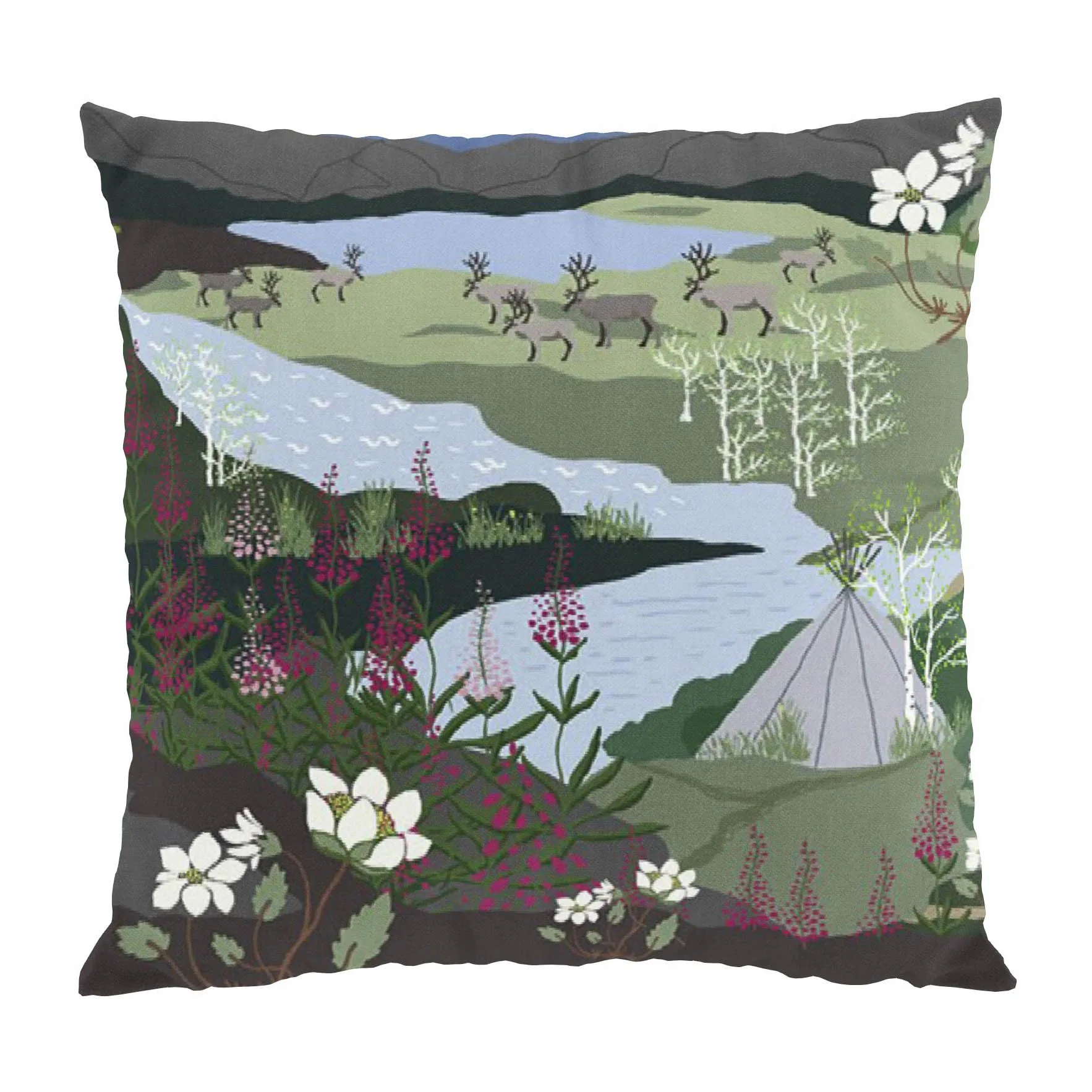 Fjällvandring cushion cover 47x47 cm, Blue-green Arvidssons Textil