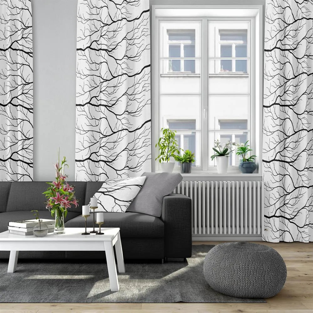 Kvisten fabric, black-white Arvidssons Textil