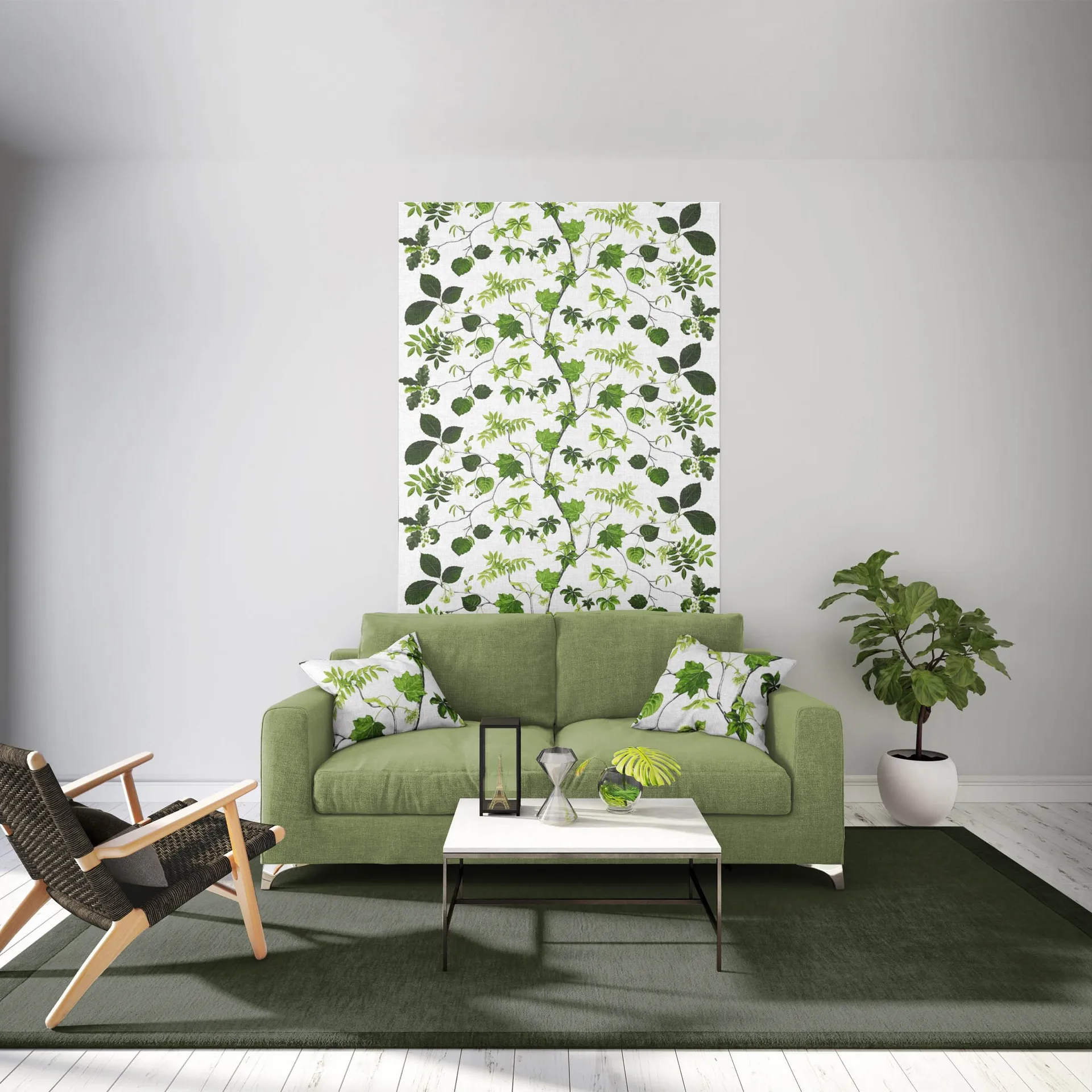 Liv fabric, green Arvidssons Textil