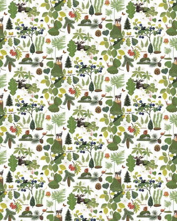 Skogsliv fabric - Green - Arvidssons Textil