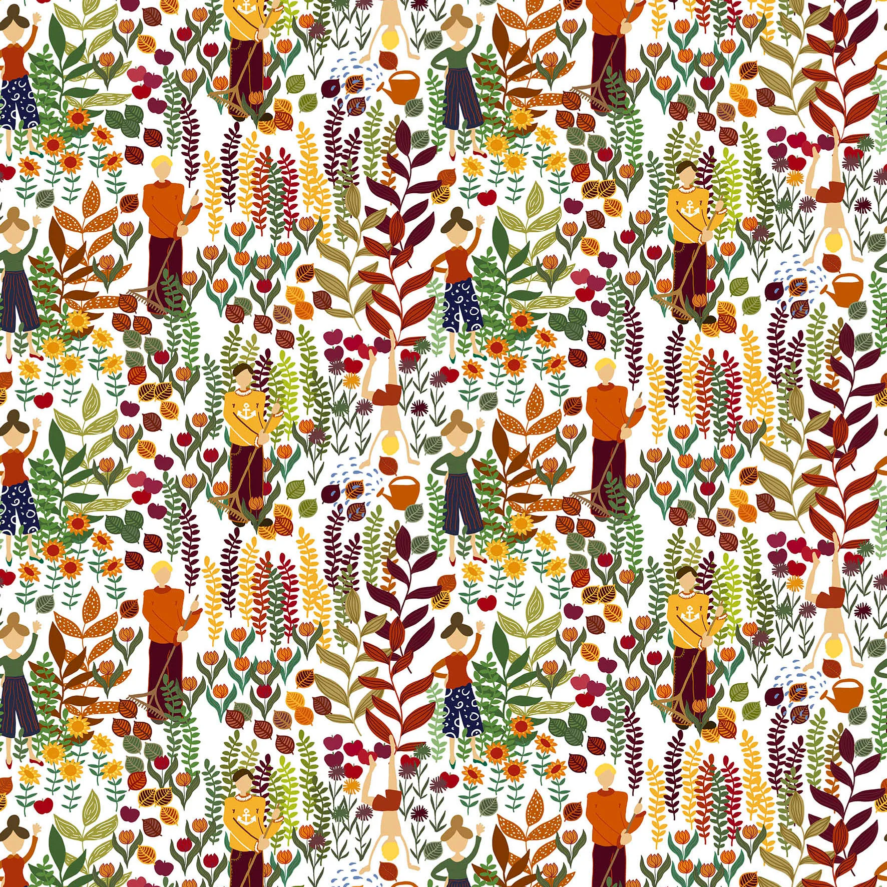 Trädgård fabric, rust Arvidssons Textil