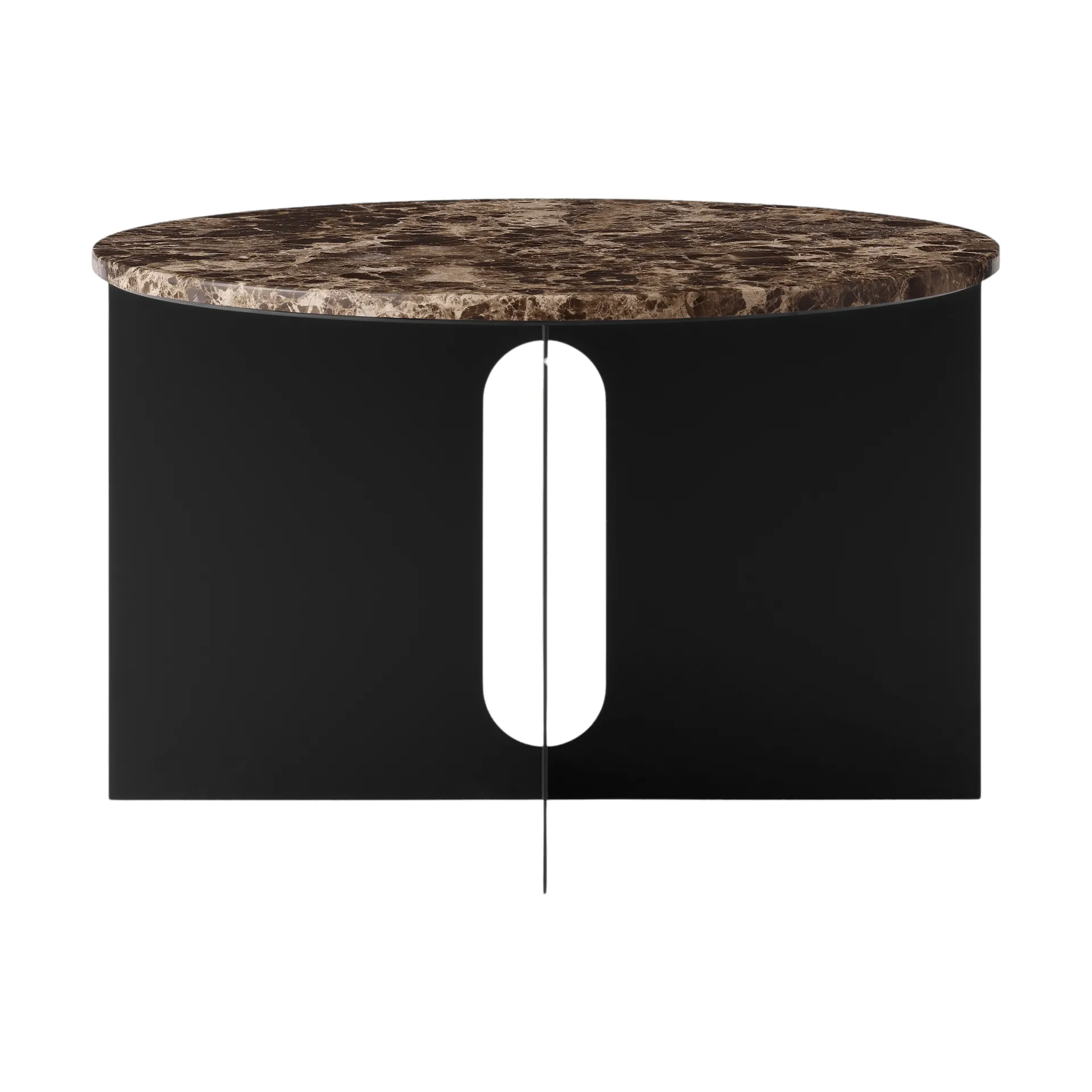 Androgyne side table, Emperador marble-black steel, Ø65 cm Audo Copenhagen