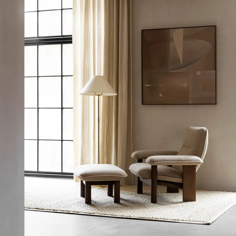 Brasilia footstool, Dunes camel 21004 brown-oak Audo Copenhagen