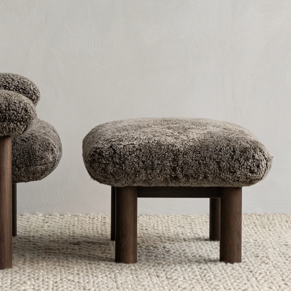 Brasilia footstool, Dunes camel 21004 brown-walnut Audo Copenhagen