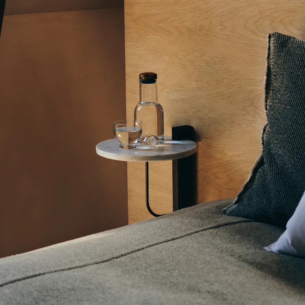 Corbel shelf, Marble carrara, dark stained oak Audo Copenhagen