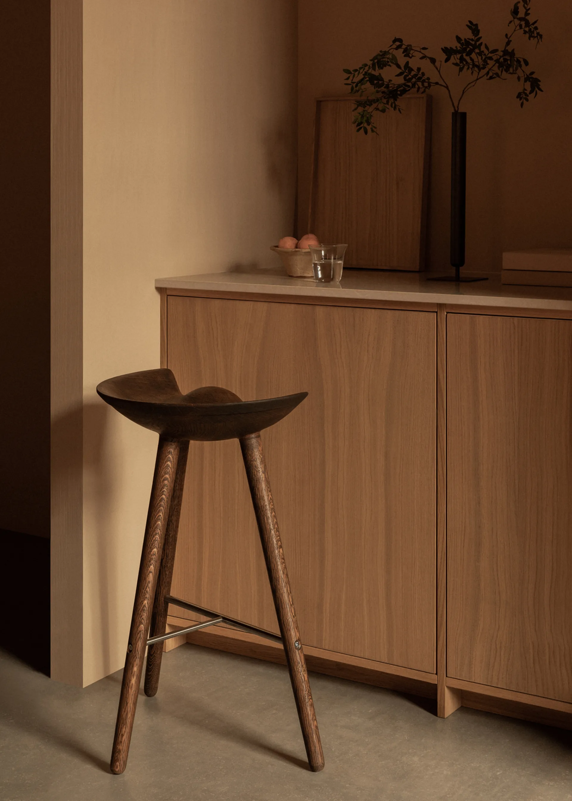 ML42 barstool 77 cm, Brown oiled oak-steel Audo Copenhagen