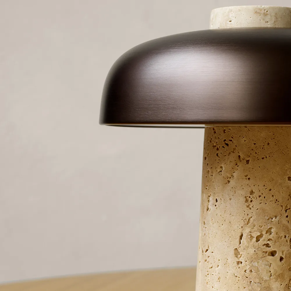 Reverse table lamp 30 cm, travertin-bronzed brass Audo Copenhagen