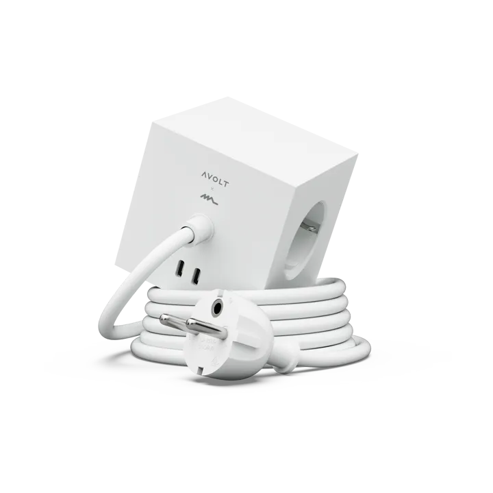 Square 1 power strip USB-C 30W 3 m - White Martinelli Luce edition - Avolt