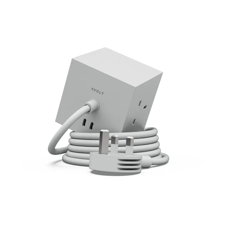 Square 1 UK power strip USB-C 30W 1.8 m - Gotland Gray - Avolt
