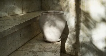 Delphi pot with saucer, 2 pieces - Grey, Ø20 cm - Bergs Potter