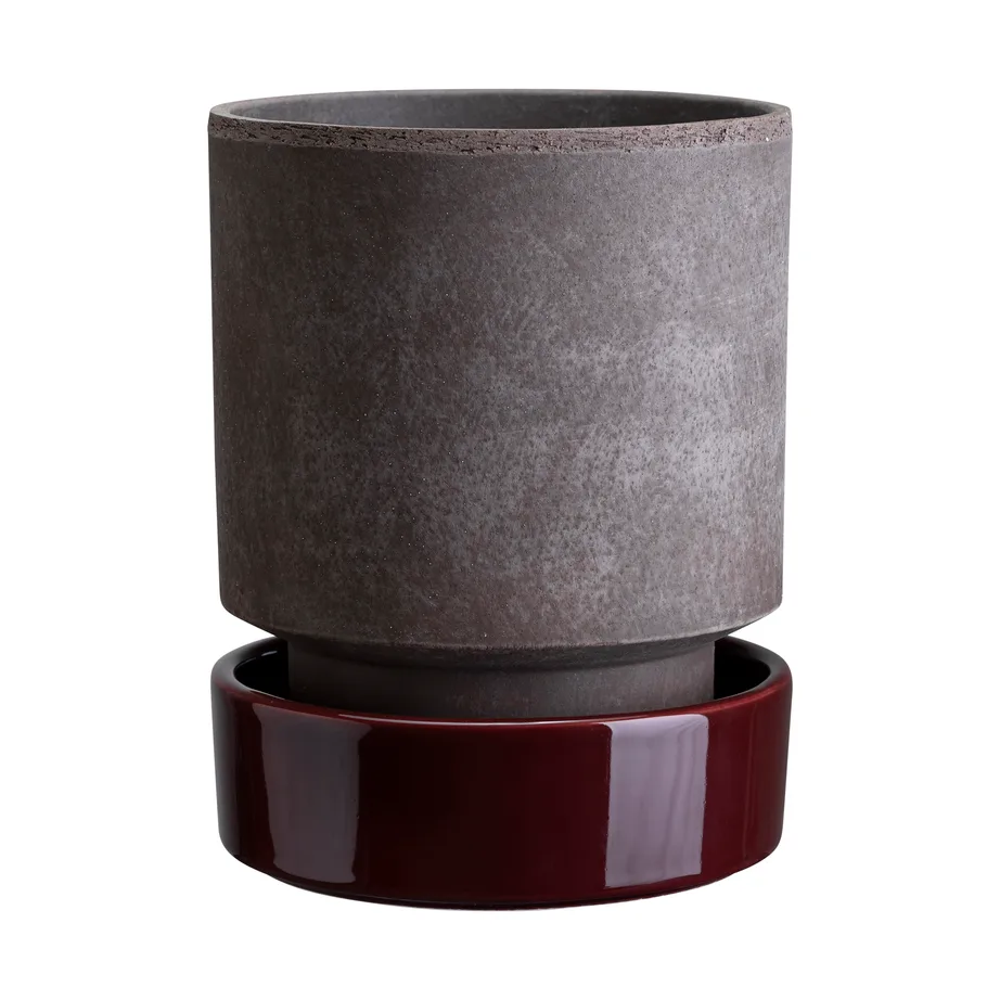 Hoff pot, Ø14 cm, Raw Grey-Deep Burgundy Bergs Potter