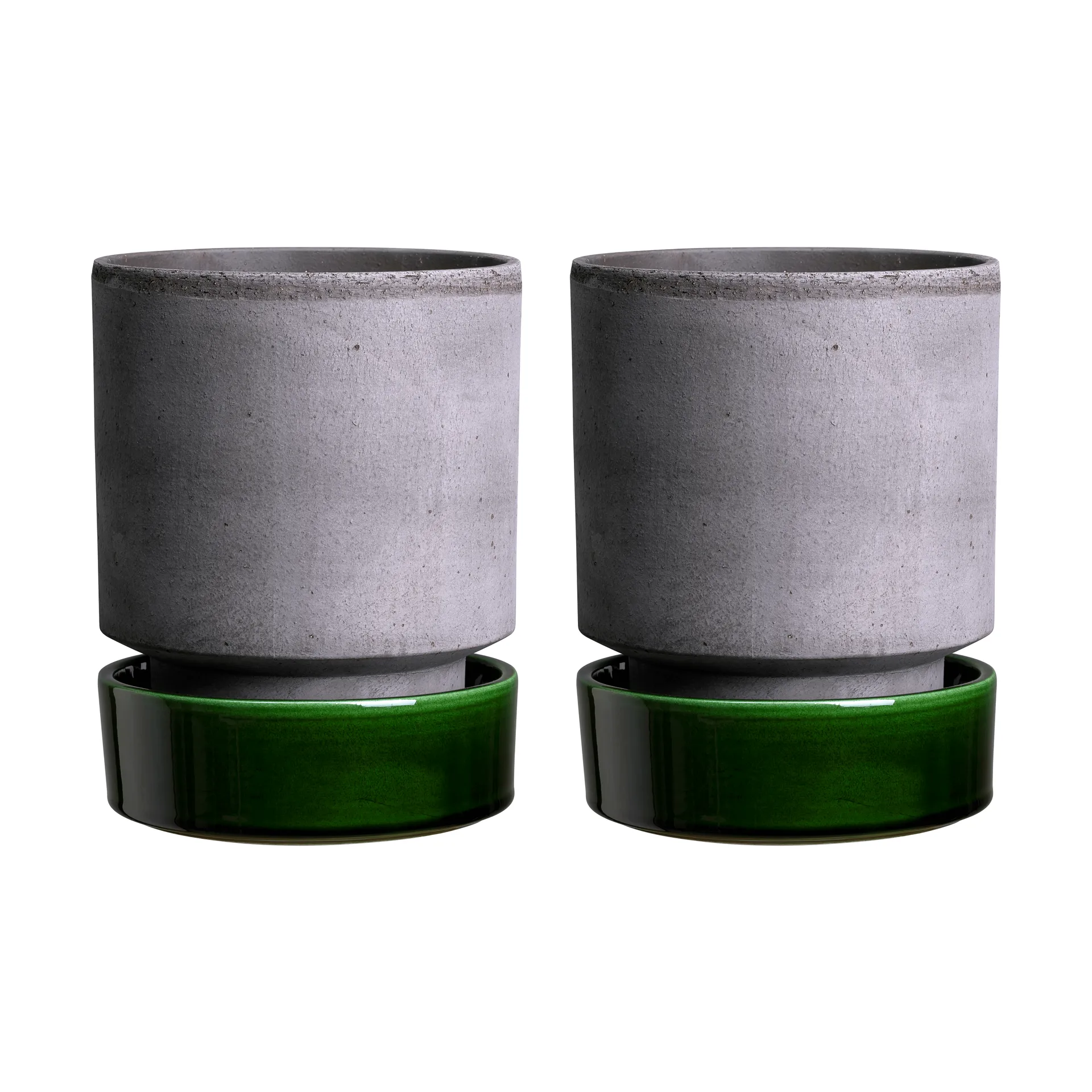 Hoff pot 2-pack, Ø8 cm, Raw Grey-Emerald Green Bergs Potter