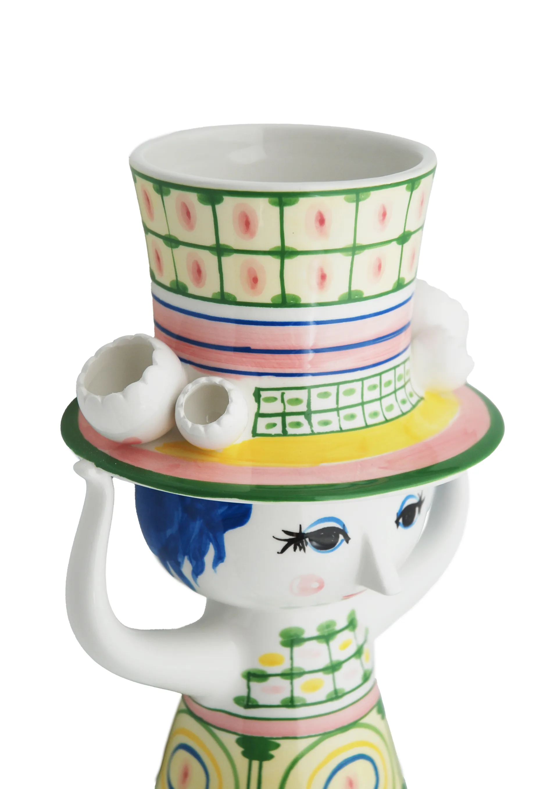 Lady with hat vase H24.5 cm, Green Bjørn Wiinblad