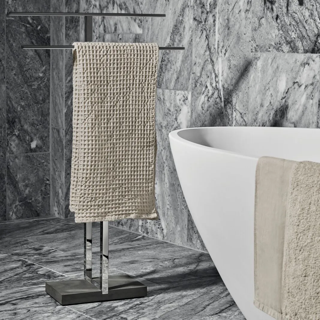 Menoto towel stand, polished steel blomus