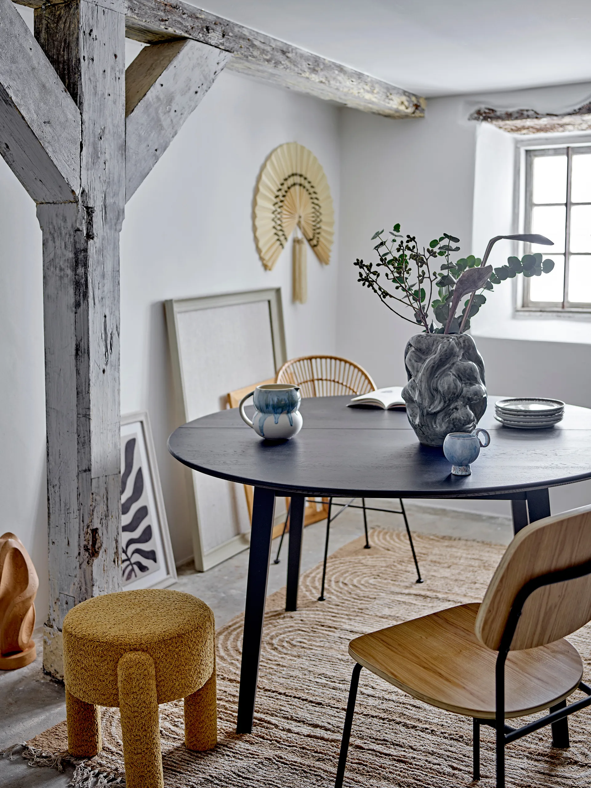 Bruno round stool Ø42 cm, Yellow Bloomingville