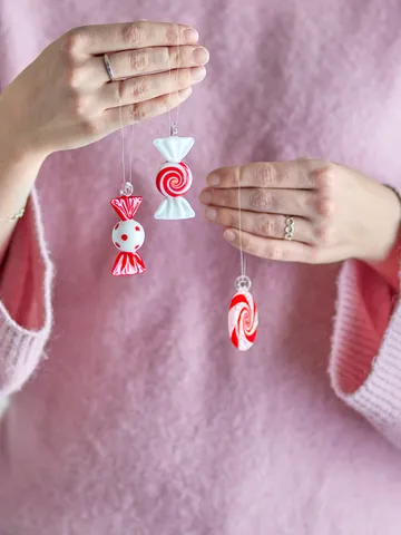 Festive decoration hangings 3 pieces - Red - Bloomingville