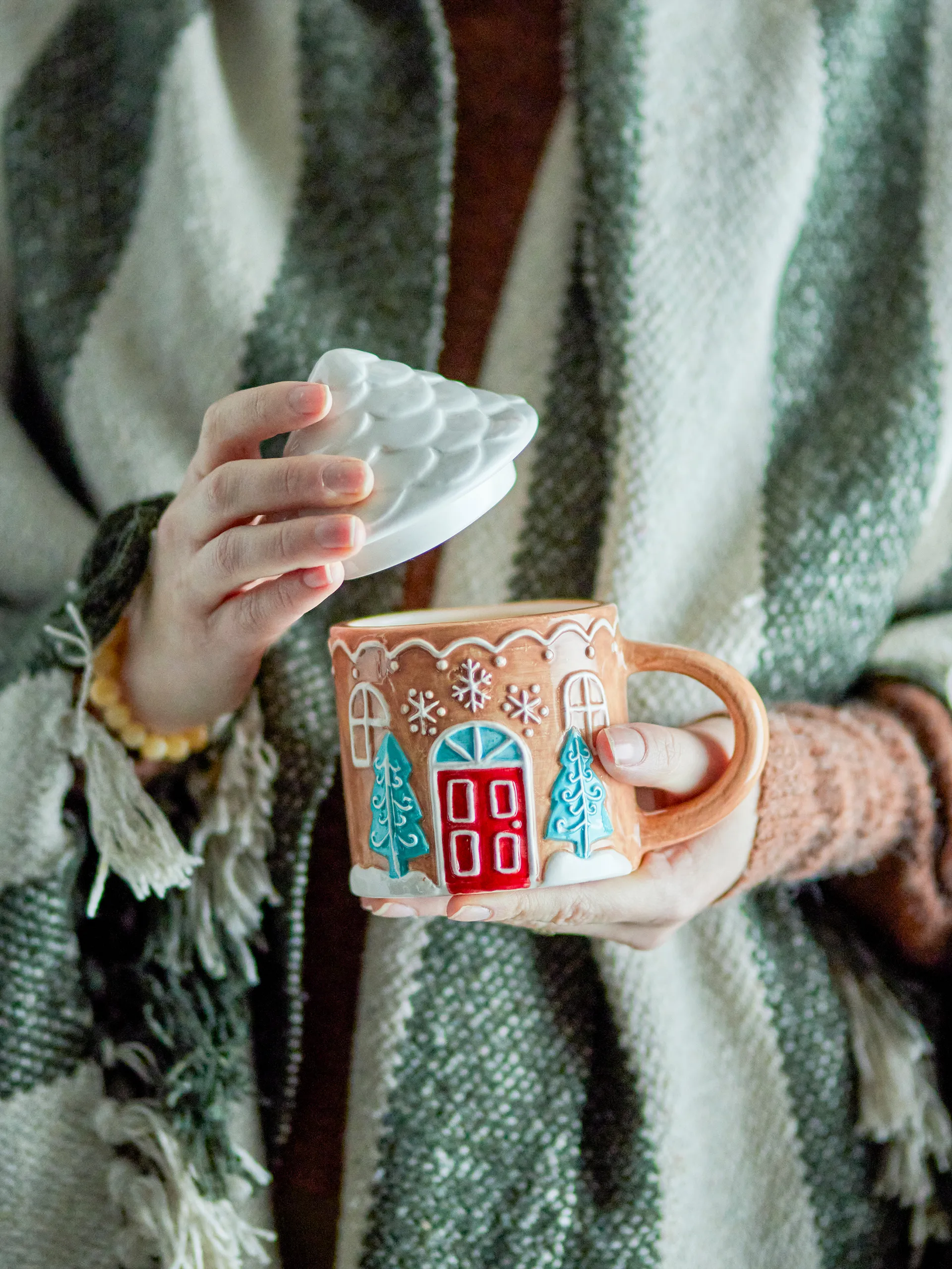 Ginnie mug 29 cl, Brown-white Bloomingville