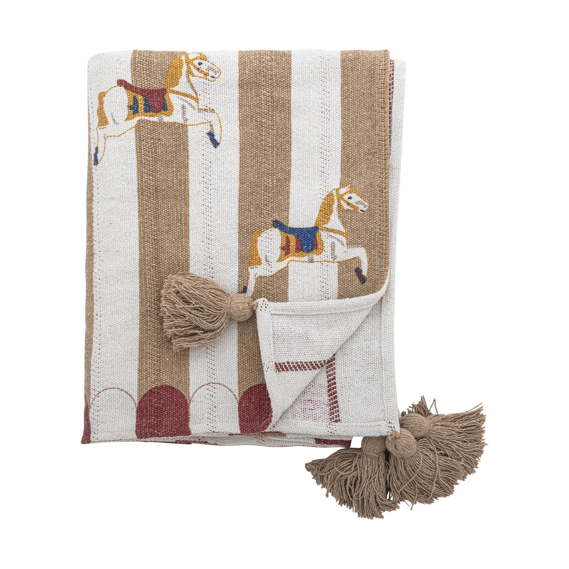 Merry-go-round blanket 130x160 cm, Beige-red Bloomingville