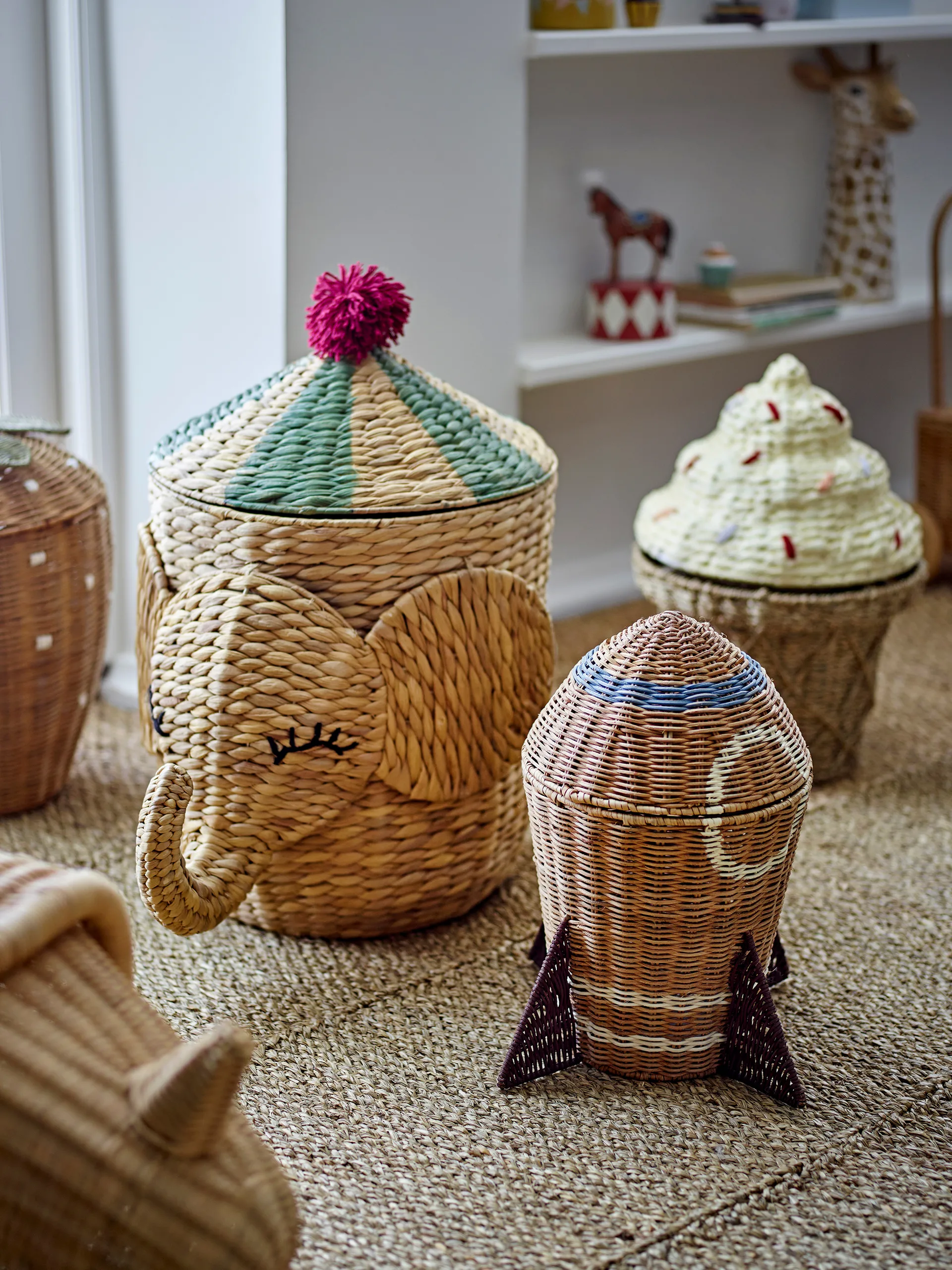 Space rattan basket with lid 31x35 cm, Natural Bloomingville