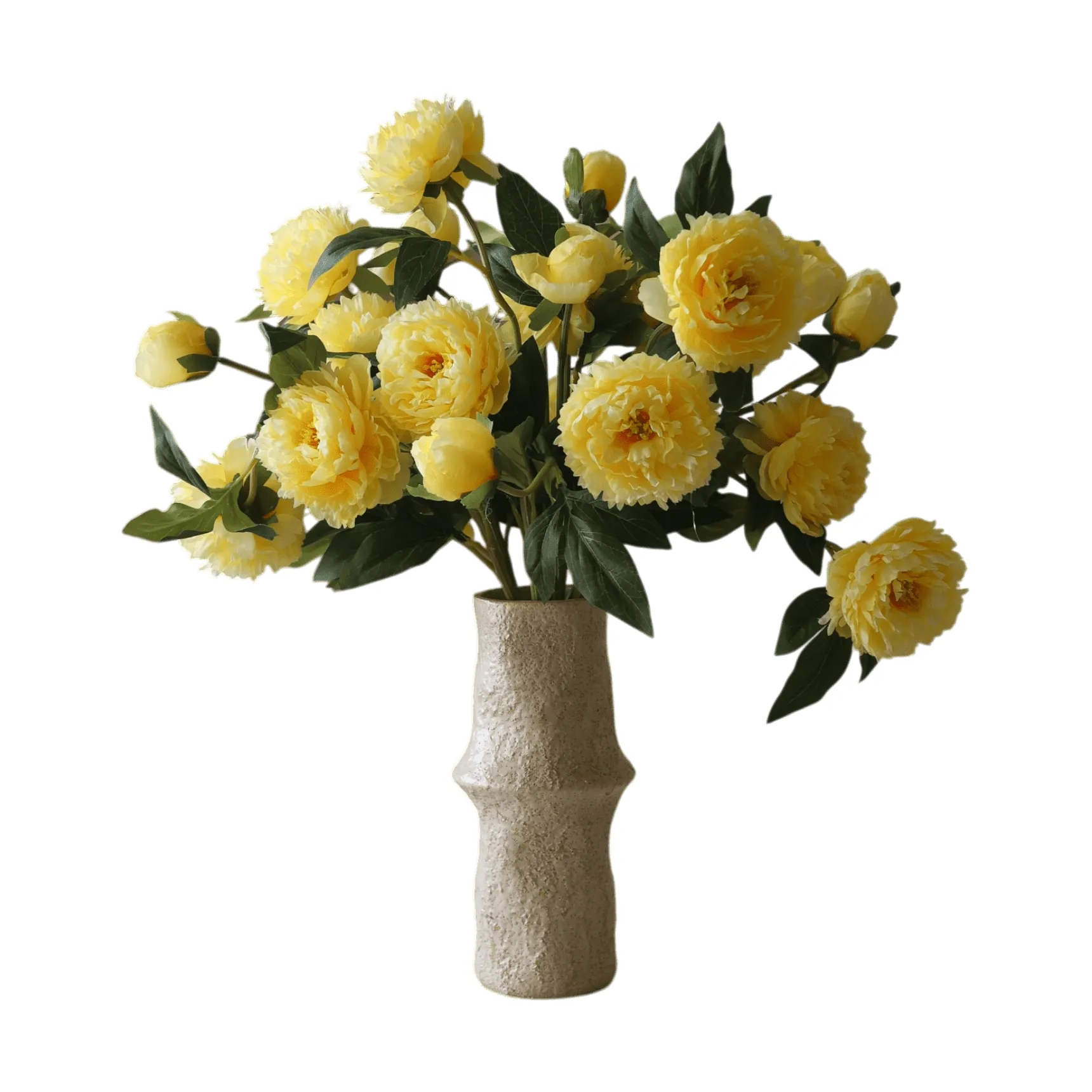 Artificial peony bouquet, Large, yellow 7 pcs Botané